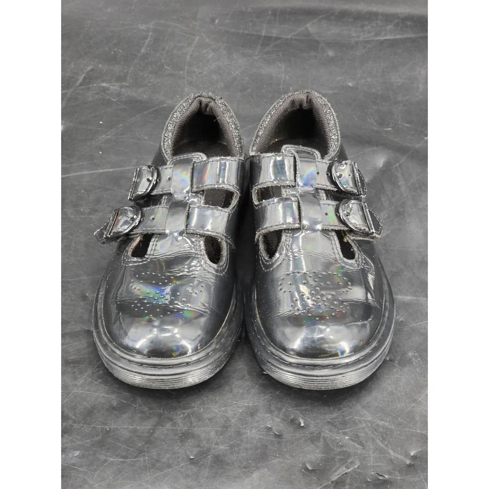 Dr. Martens 8065J Mary Jane Rainbow Black Patent Leather Kids Shoes US 3